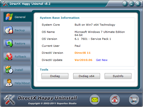 Click to view pcfreesoft DirectX Happy Uninstall 6.26 screenshot